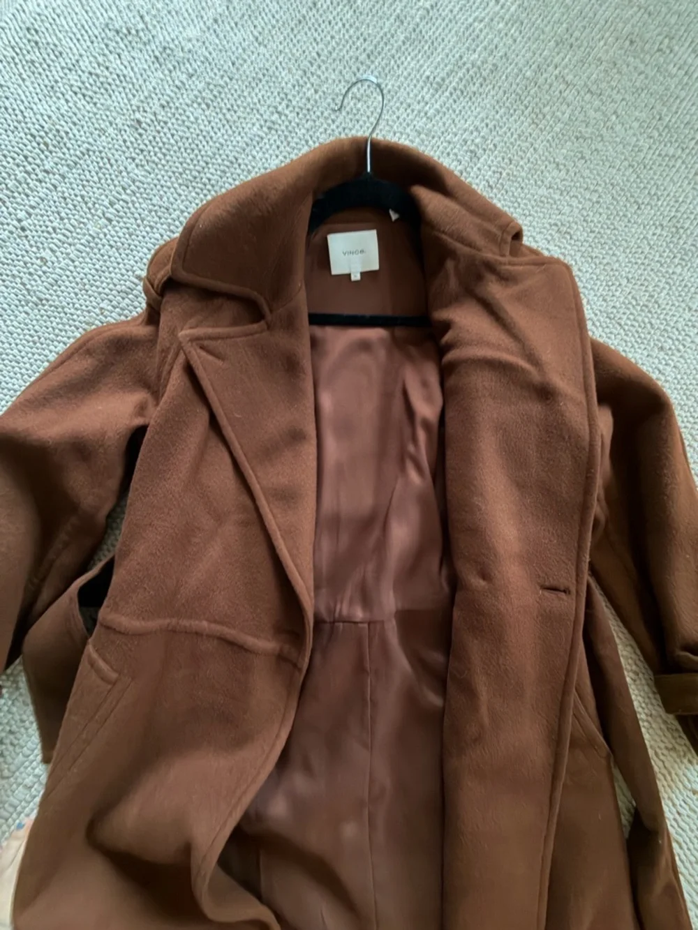 Vince Rust-Brown Wool Blend Coat - Picture 4 of 5